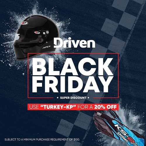 DRIVEN - Black Friday 23 - KartPulse - Bell, B2 helmets, OMP, Car Cover, Racing Gear, Helmets, Teamwear